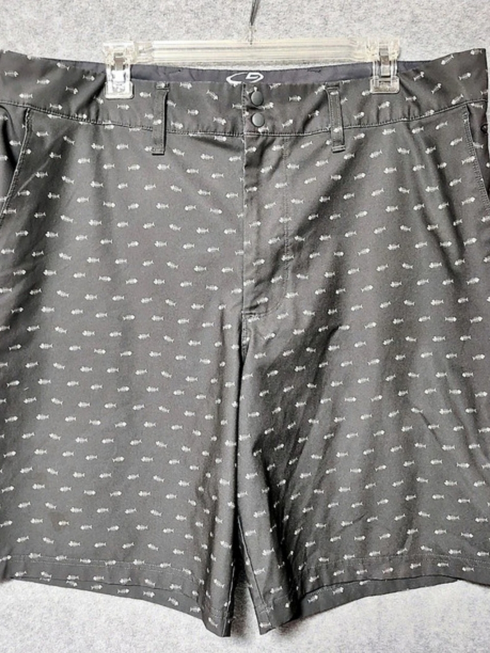 Champion Fishbone Print Flat Front Shorts Gray Size 38 nautical Coastal